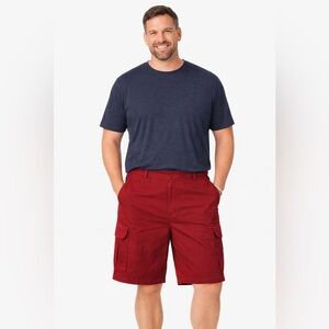 King Size Mens Red Cotton Cargo Shorts Sz 44" Big & Tall Easy Close Pockets